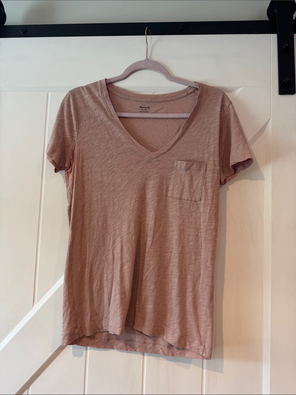 Madewell Mauve V-Neck Pocket Tee